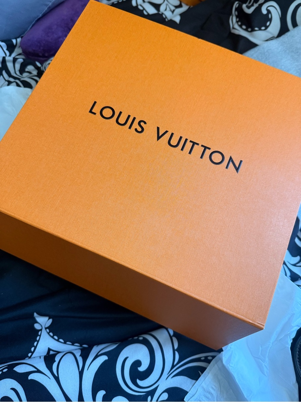 Louis Vuitton Cream and Orange Branded Gift Box with Dust Bag